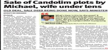 Sale of Candolim plots by Michael, wife under lens